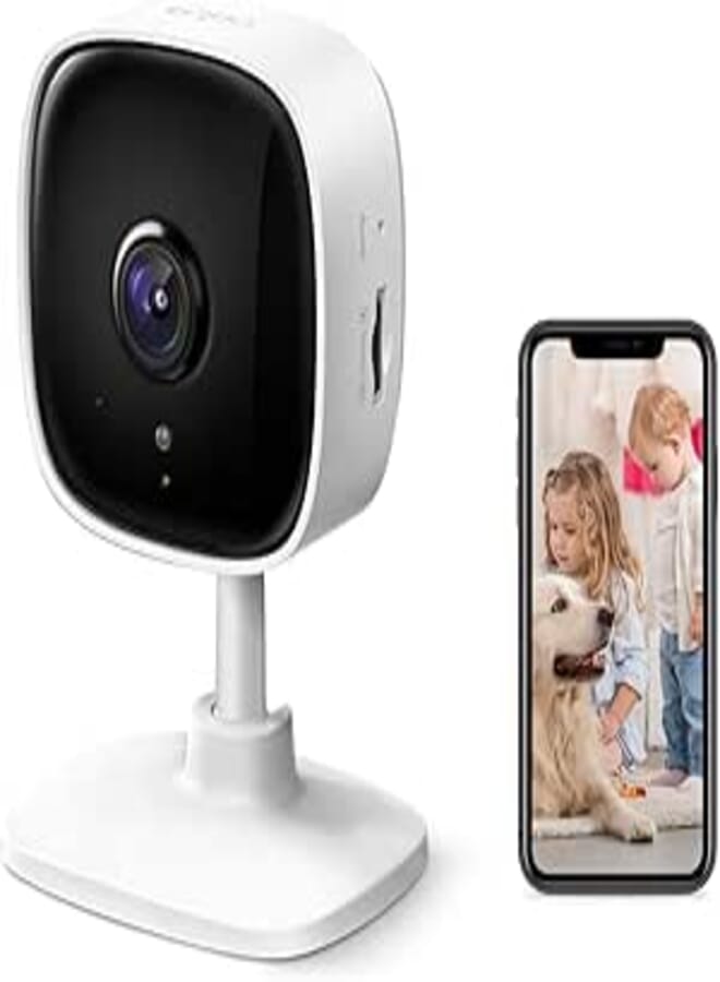 كاميرا أمان داخلية Tapo TP-Link بدقة 2K لمراقبة الأطفال، كاميرا للكلاب مع كشف الحركة، صفارة صوت ثنائية الاتجاه، رؤية ليلية، تخزين سحابي وبطاقة SD (حتى 256 جيجابايت)، تعمل مع أليكسا وجوجل هوم (C110)